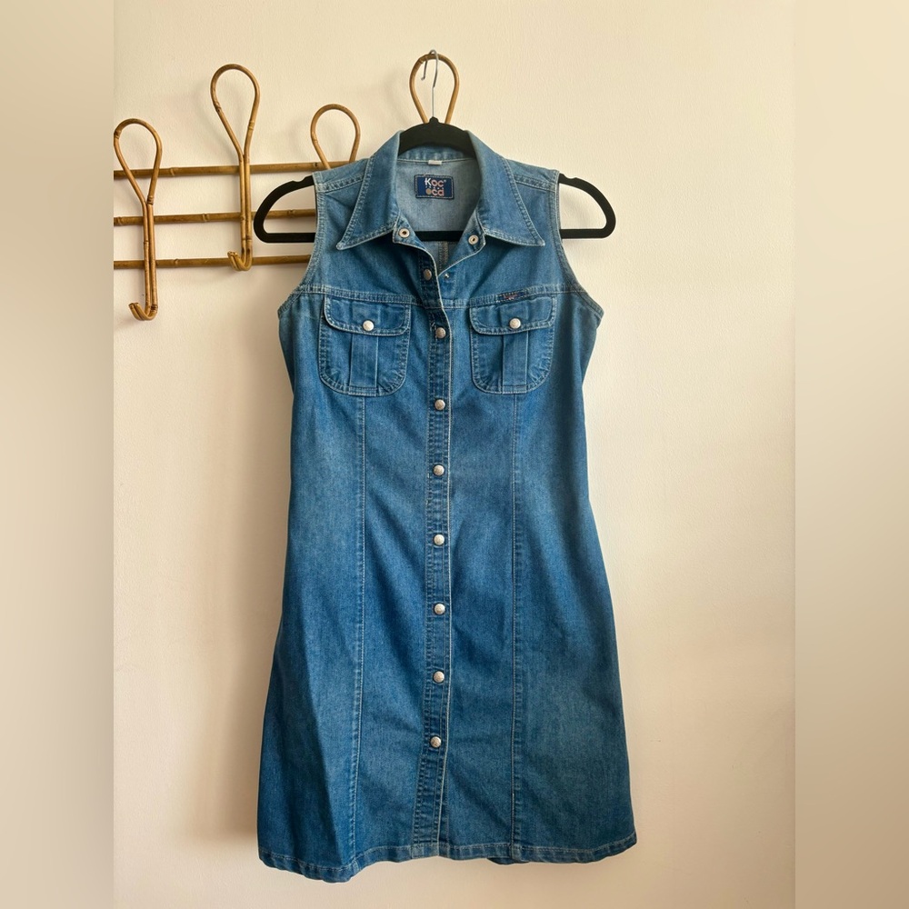 Sleeveless Denim Button Down Minidress